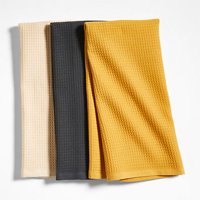 View Nkukuo Towuro Ginger Beige, Saffron Yellow, and Pepper Black Organic Dish Towels, Set of 3 by Eric Adjepong details
