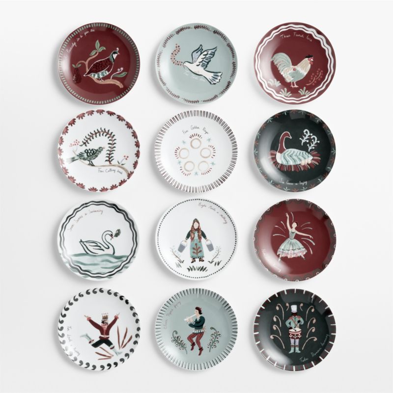 Noel 12 Days of Christmas Appetizer Plates with Stand, Set of 12 - image 2 of 4