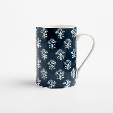 View Nila 12.75-oz. Blue Floral Block Print Mug details