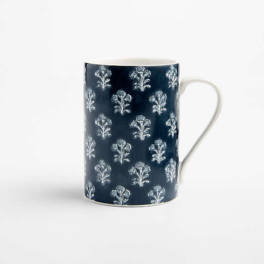 Nila 12.75-oz. Blue Floral Block Print Mug