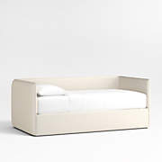 Waveland Ivory and Natural Stripe Upholstered Kids Twin Bed