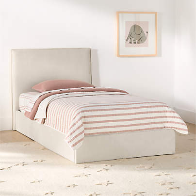 Noa Cream Upholstered Flange Kids Twin Storage Bed