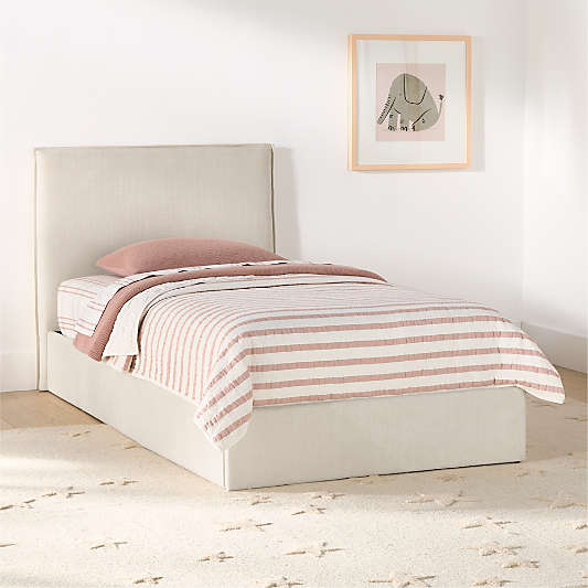 Noa Cream Upholstered Flange Kids Storage Bed