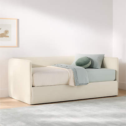 Noa Cream Kids Twin Daybed with Storage and Trundle Bed