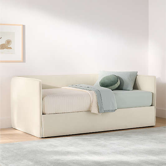 Noa Cream Kids Twin Daybed with Storage and Trundle Bed