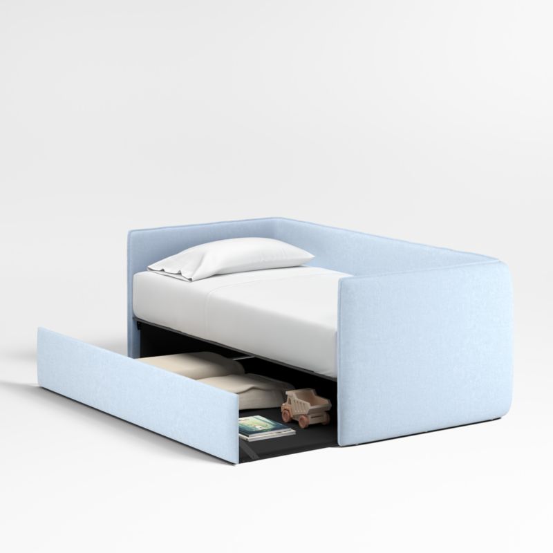 Noa Light Blue Kids Twin Daybed with Storage and Trundle Bed - image 5 of 7