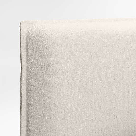 Noa Cream Upholstered Flange Kids Headboard with Deep Brown Wood Storage Base