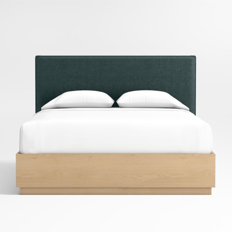 Noa Jungle Green Upholstered Flange Kids Full Bed with Natural Wood Storage Base - image 2 of 4