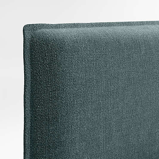 Noa Jungle Green Upholstered Flange Kids Headboard with Deep Brown Wood Base