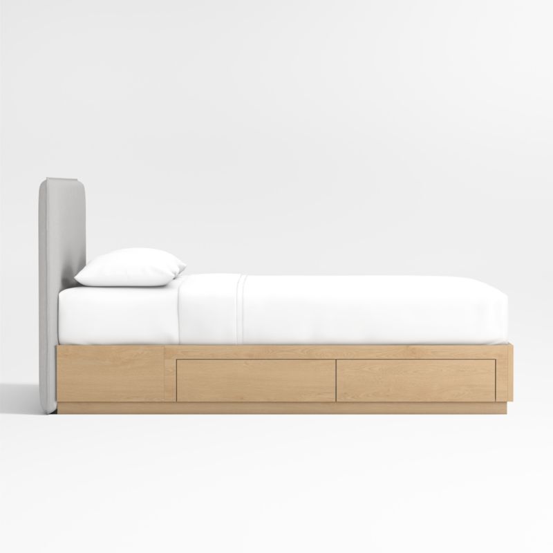 Noa Grey Upholstered Flange Kids Full Bed with Natural Wood Storage Base - image 3 of 4