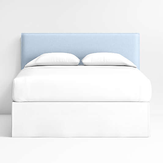 Noa Light Blue Upholstered Flange Kids Full Headboard