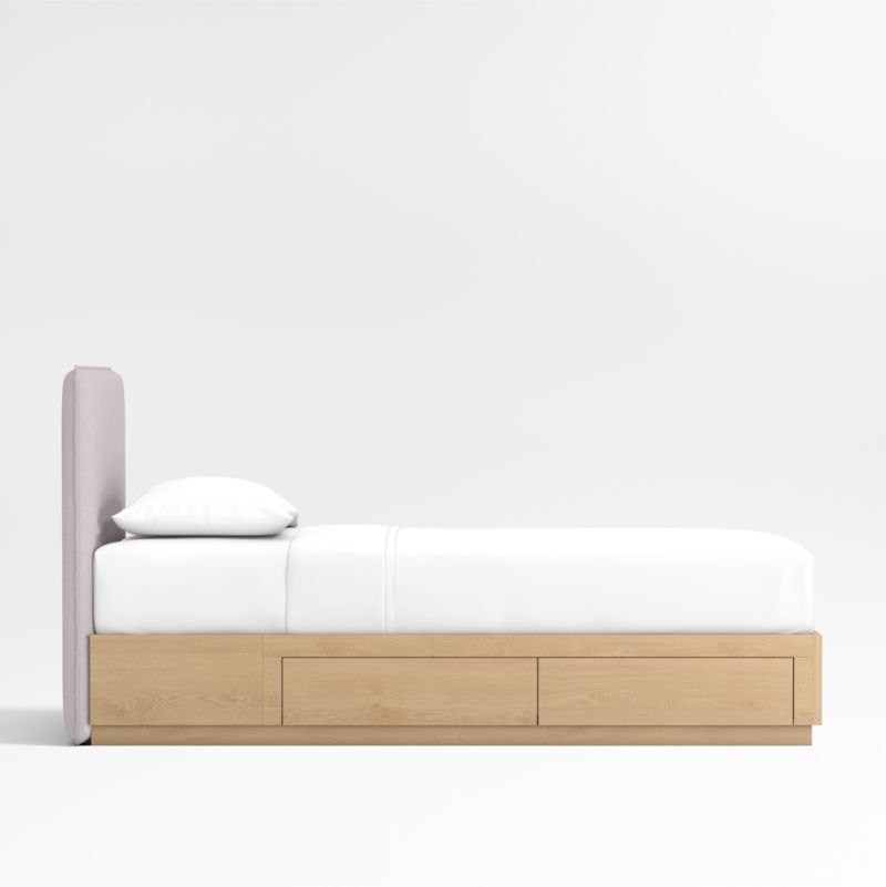 Noa Lilac Upholstered Flange Twin Bed with Natural Wood Storage Base - image 2 of 4