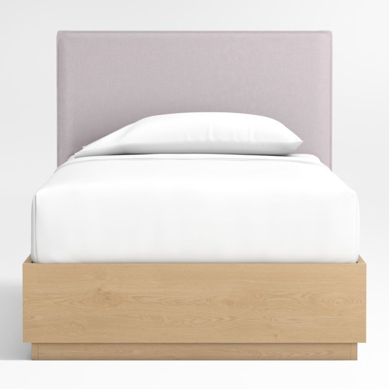 Noa Lilac Upholstered Flange Twin Bed with Natural Wood Storage Base - image 1 of 4