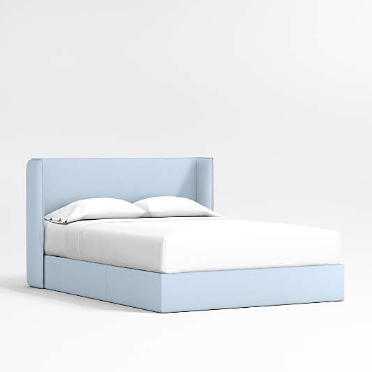 Noa Shelter Light Blue Upholstered Kids Full Storage Bed