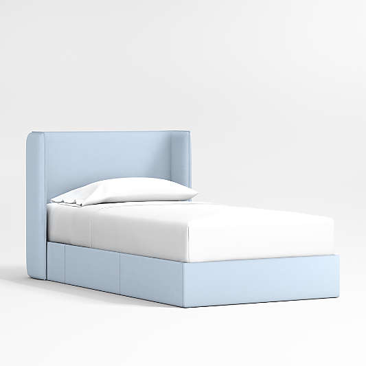 Noa Shelter Light Blue Upholstered Kids Twin Storage Bed