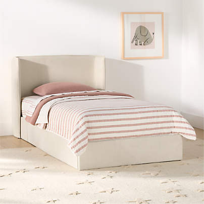 Noa Shelter Cream Upholstered Kids Twin Storage Bed