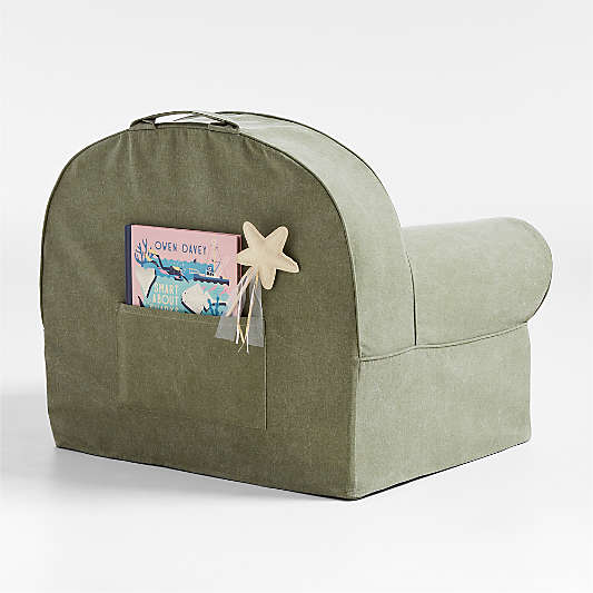 Large Cyprus Green Organic Cotton Kids Lounge Nod Chair