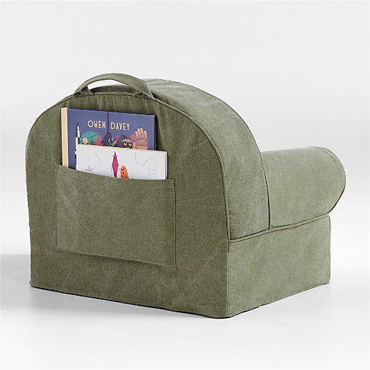 Small Cyprus Green Organic Cotton Kids Lounge Nod Chair