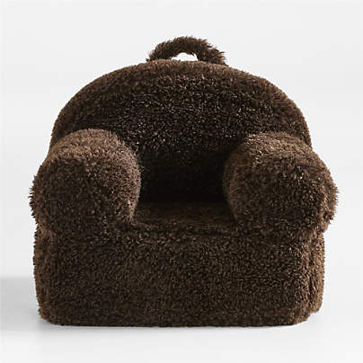 Large Sesame Brown Mongolian Faux Fur Kids Lounge Nod Chair Cover