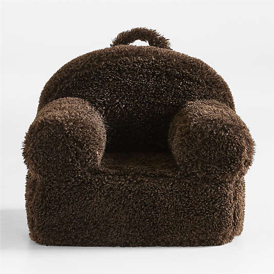 Large Sesame Brown Mongolian Faux Fur Kids Lounge Nod Chair