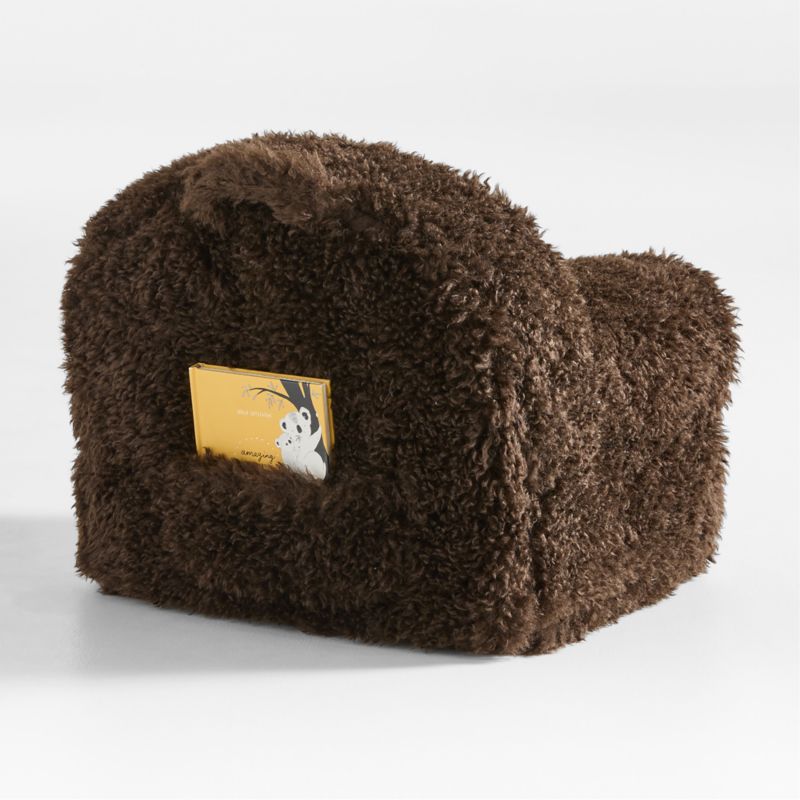 Small Sesame Brown Mongolian Faux Fur Kids Lounge Nod Chair Cover - image 1 of 3