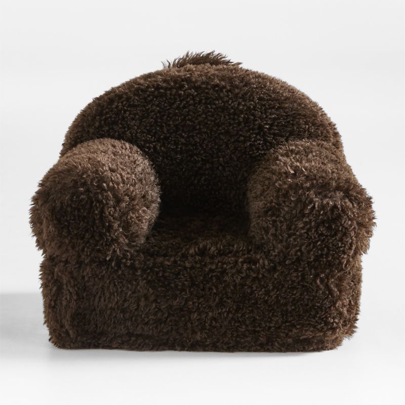 Small Sesame Brown Mongolian Faux Fur Kids Lounge Nod Chair Cover - image 0 of 3