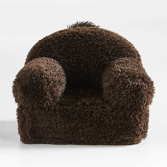 Small Sesame Brown Mongolian Faux Fur Kids Lounge Nod Chair