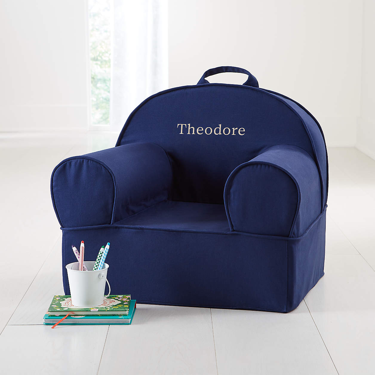 Large Navy Personalized Kids Lounge Nod Chair + Reviews Crate & Kids