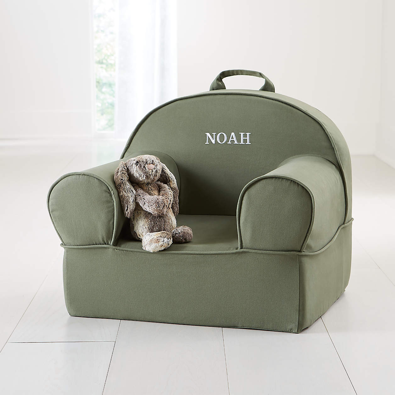 Large Dark Green Personalized Kids Lounge Nod Chair + Reviews Crate