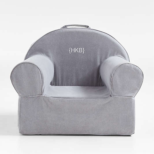 Large Pewter Grey Kids Lounge Nod Chair