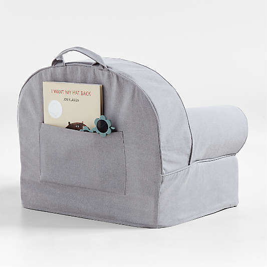 Small Pewter Grey Organic Cotton Kids Lounge Nod Chair
