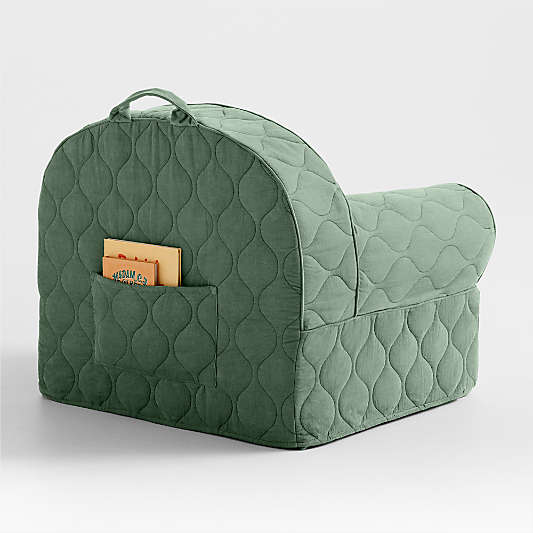 Large Iceberg Green Organic Cotton Quilted Corduroy Kids Lounge Nod Chair