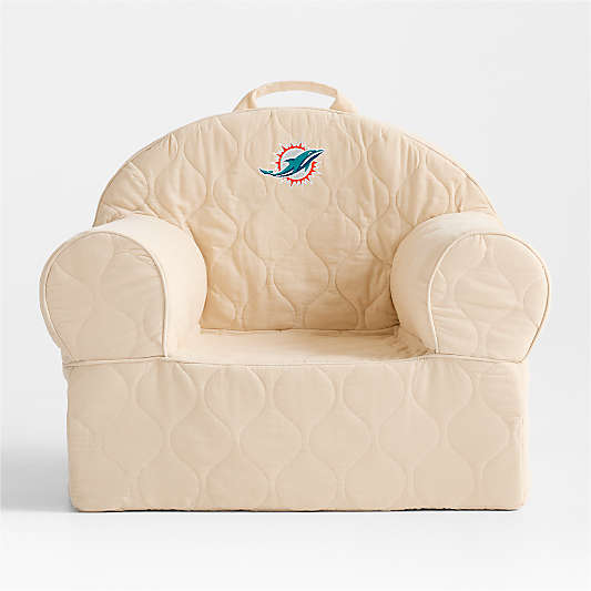 NFL Miami Dolphins Large Oatmeal Quilted Cotton Corduroy Kids Lounge Nod Chair