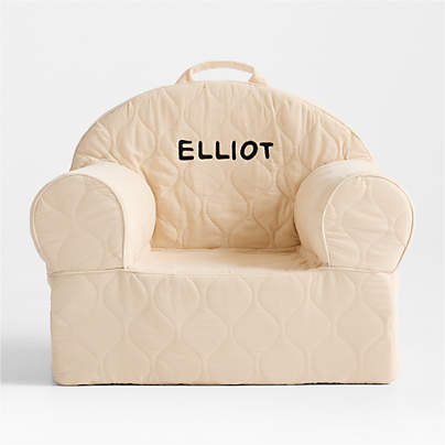 Large Oatmeal Organic Cotton Quilted Corduroy Kids Lounge Nod Chair Cover