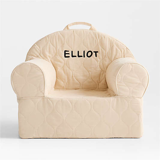 Large Oatmeal Organic Cotton Quilted Corduroy Kids Lounge Nod Chair