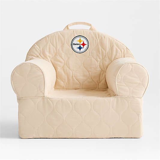 NFL Pittsburgh Steelers Large Oatmeal Quilted Cotton Corduroy Kids Lounge Nod Chair