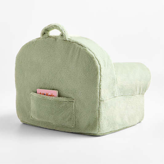 Large Iceberg Green Faux Fur Kids Lounge Nod Chair