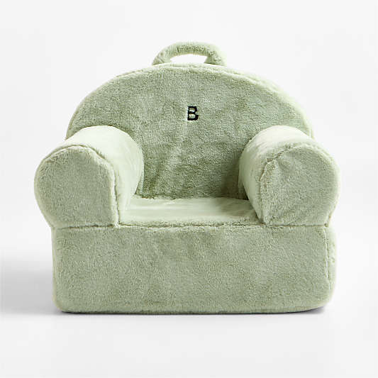 Large Iceberg Green Faux Fur Kids Lounge Nod Chair