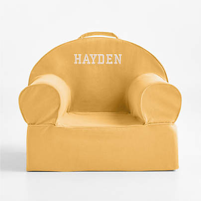 Small Savannah Yellow Organic Cotton Kids Lounge Nod Chair