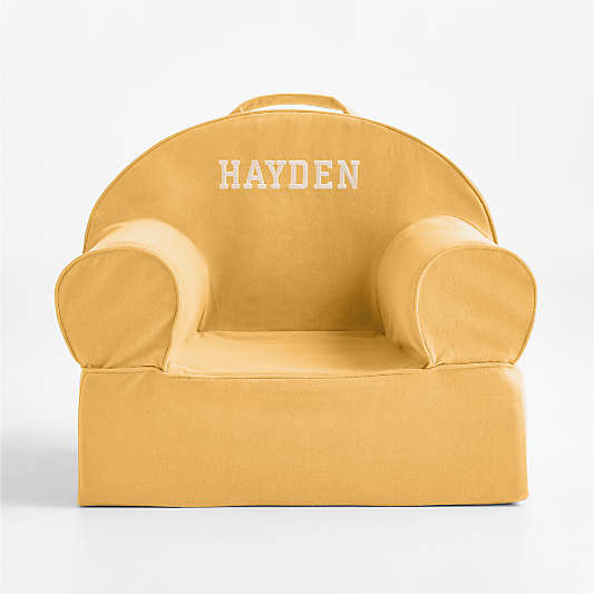 Small Savannah Yellow Organic Cotton Kids Lounge Nod Chair