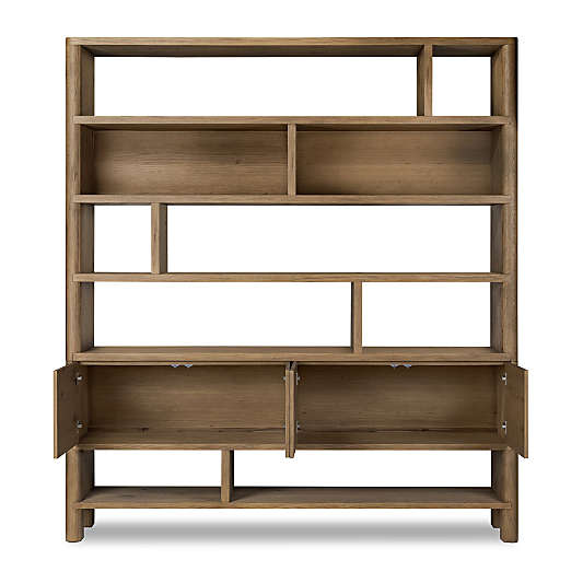 Noeline 84" Oak Wood Wide Storage Bookcase