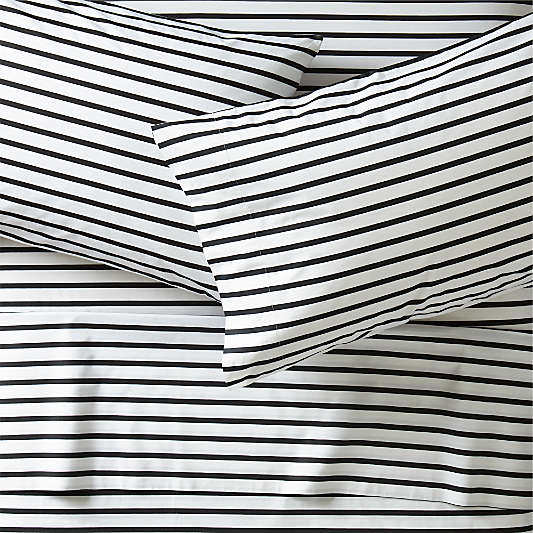 Organic Black Stripe Kids Full Sheet Set