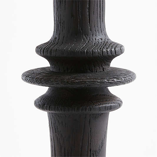 Noir Turned Wood Floor Lamp with Fabric Shade