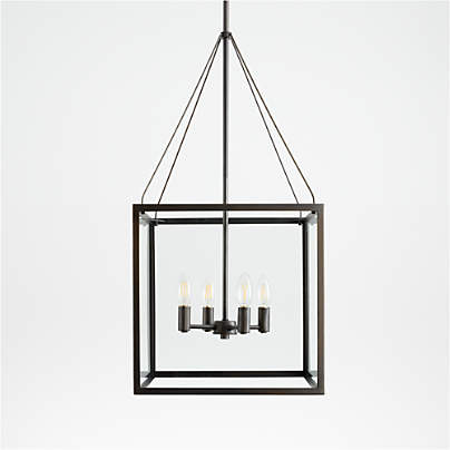 Nolan Square Black Glass Pendant Light