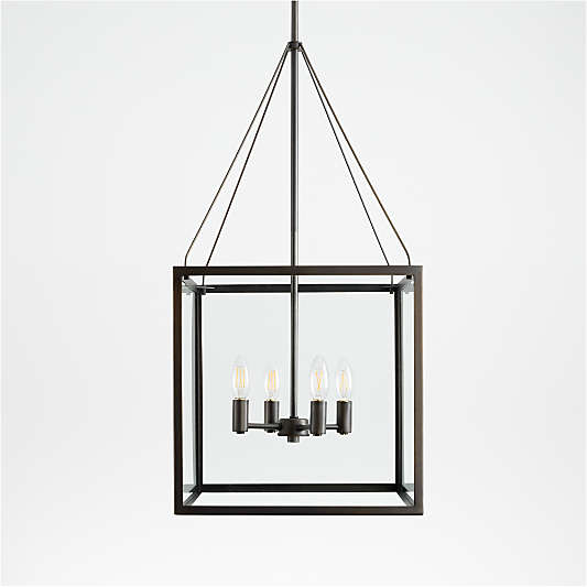 Nolan Square Black Glass Pendant Light