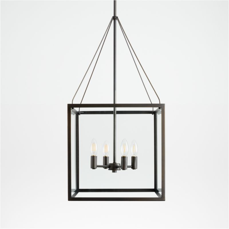 Nolan Square Black Glass Pendant Light