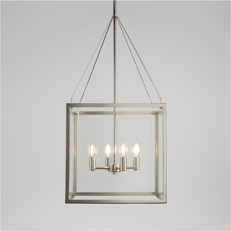Viewing product image Nolan Square Polished Nickel Glass Pendant Light - image 1 of 6