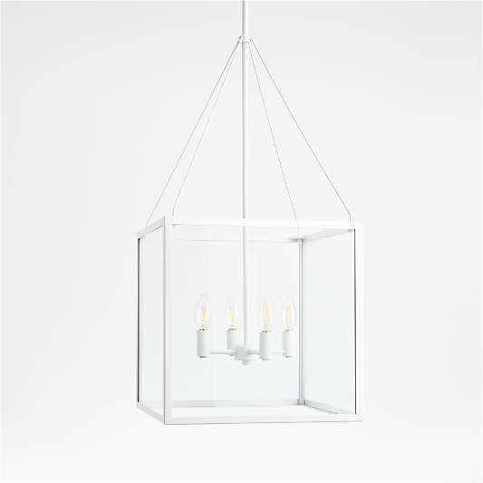 Nolan Square White Glass Pendant Light