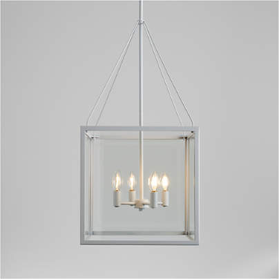 Nolan Square White Glass Pendant Light