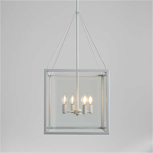 Nolan Square White Glass Pendant Light